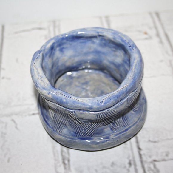 🌀 Handmade Blue Pottery Trinket Dish · 3.5" x 2" - Picture 3 of 4